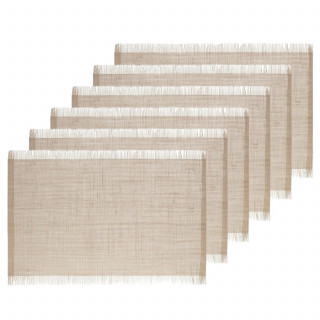 Lot de 6 sets de table à franges - 45 x 30 cm - Naturel