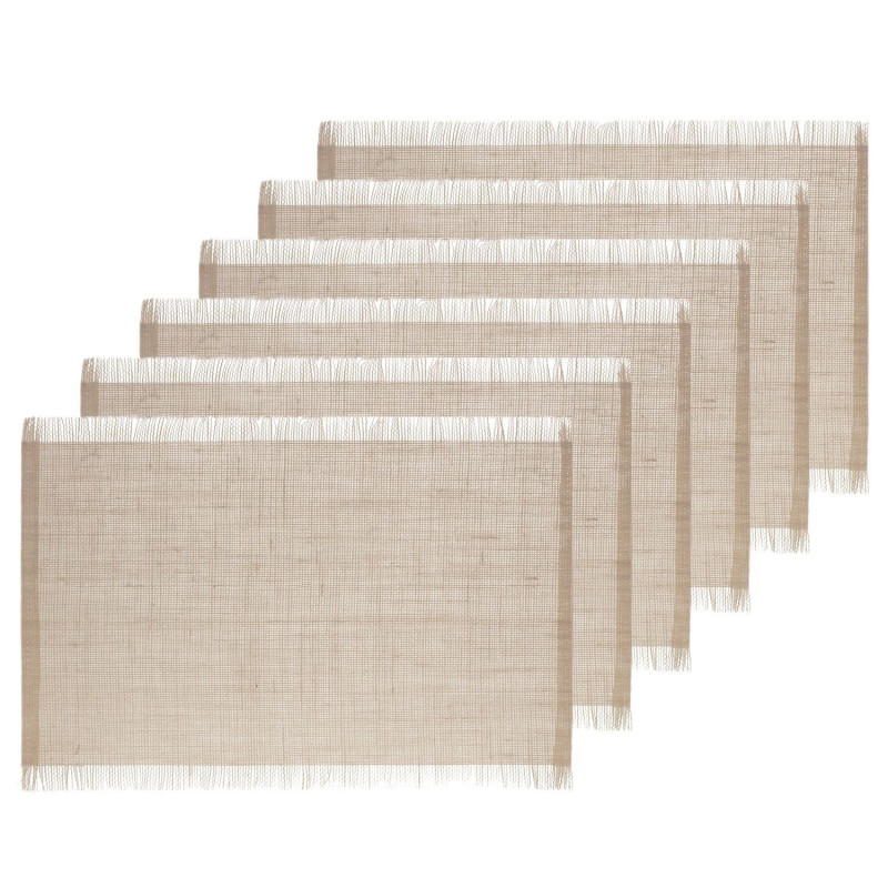 Lot de 6 sets de table à franges - 45 x 30 cm - Naturel