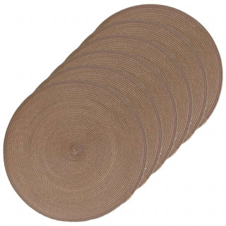 Lot 6x Set de table Tressé Rond - Diam. 38 cm - Taupe