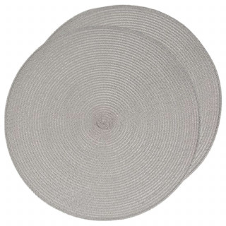 Lot de 2 sets de table tressés ronds gris clair - Diam. 38 cm