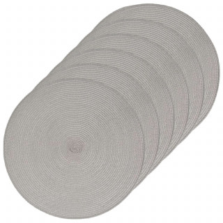 Lot 6x Set de table Tressé Rond - Diam. 38 cm - Gris clair