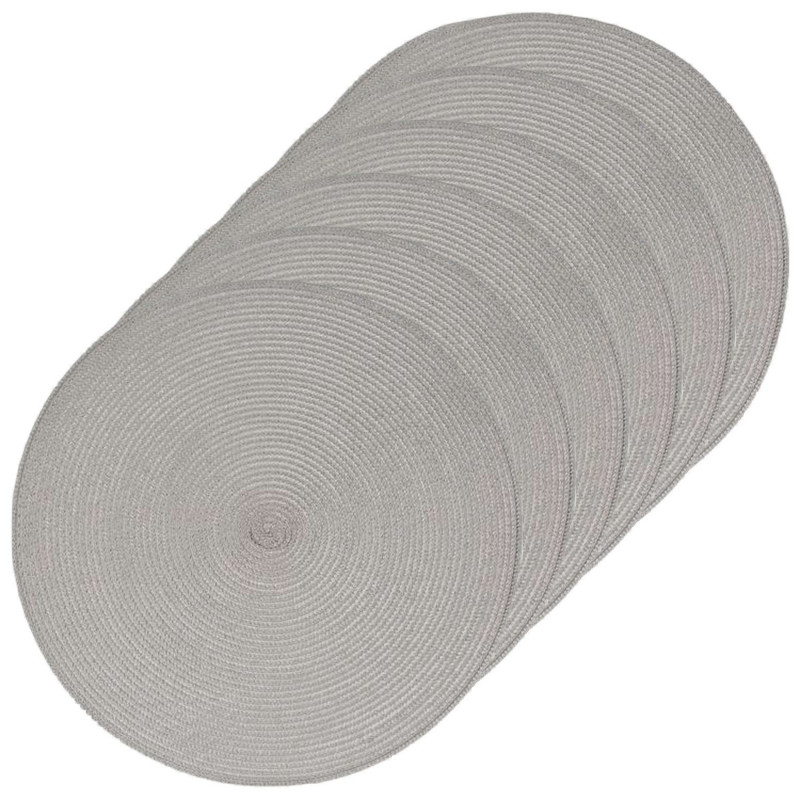 Lot 6x Set de table Tressé Rond - Diam. 38 cm - Gris clair