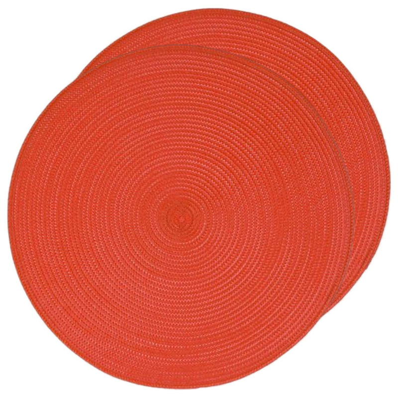 Lot de 2 sets de table tressés ronds rouge - Diam. 38 cm