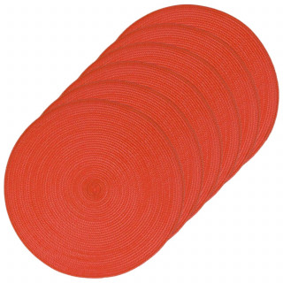 Lot 6x Set de table Tressé Rond - Diam. 38 cm - Rouge