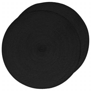 Lot de 2 sets de table tressés ronds noirs - Diam. 38 cm