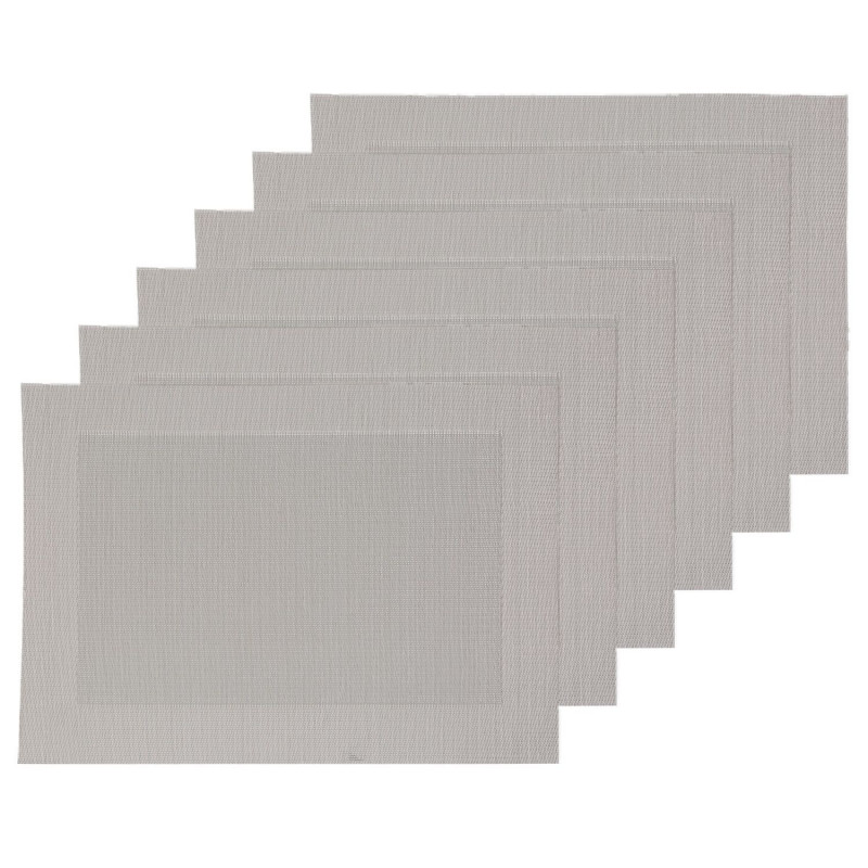 Lot 6x Set de table Rect - 50 x 35 cm - Gris clair