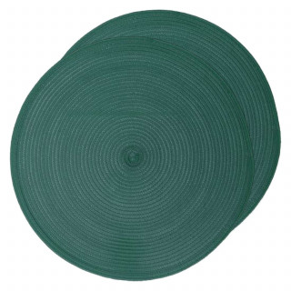 Lot de 2 sets de table tressés ronds vert émeraude - Diam. 38 cm