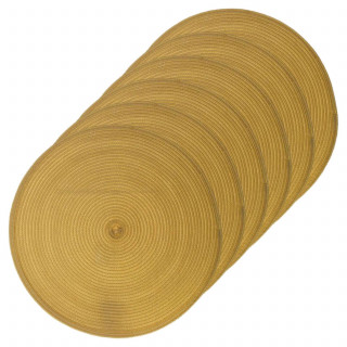 Lot 6x Set de table tressé rond Oscar - Diam. 38 cm - Moutarde