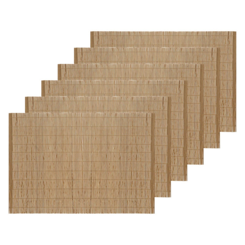 Lot de 6 sets de table rectangulaires en bambou - 45 x 30 cm