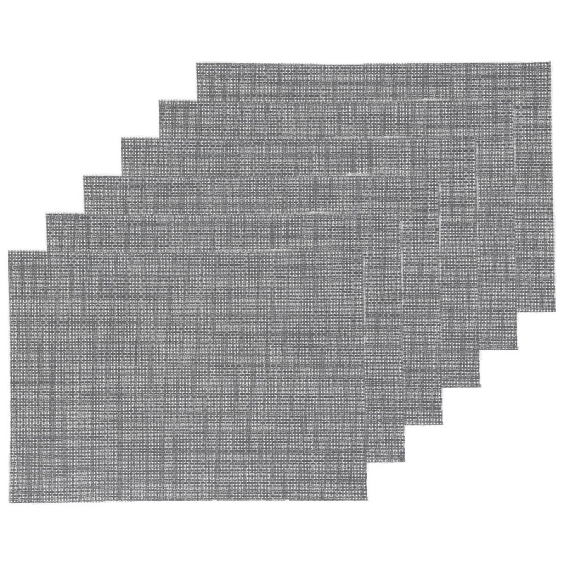 Lot de 6 Sets de table rectangulaire Maoli - 50 x 30 cm - Gris