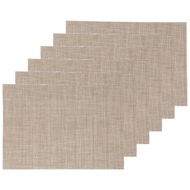 Lot de 6 Sets de table rectangulaire Maoli - 50 x 30 cm - Beige