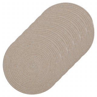 Lot de 6 sets de table rond en coton Alana - Diam. 38 cm - beige
