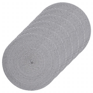 Lot de 6 sets de table rond tressés en polypropylène - Diam. 38 cm - Noir et blanc