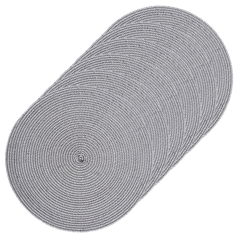 Lot de 6 sets de table rond tressés en polypropylène - Diam. 38 cm - Noir et blanc