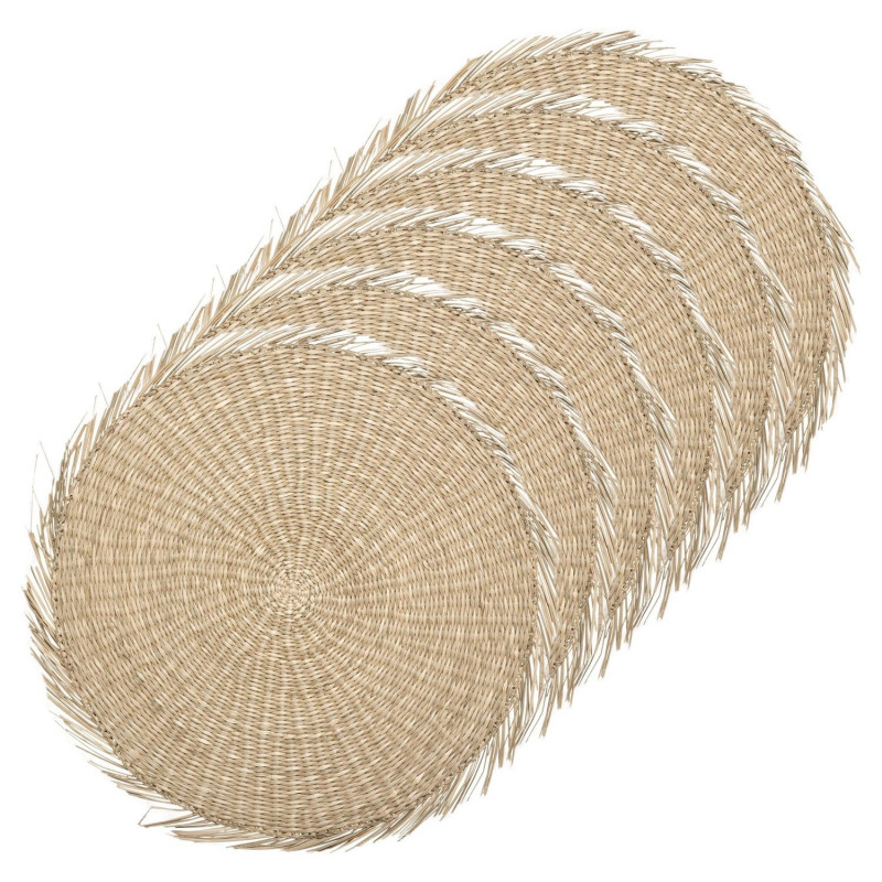 Lot de 6 sets de table cuba - Diamètre 38 cm - Beige