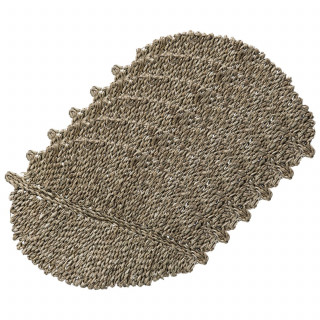 Lot de 6 sets de table feuille en roseau - 48 x 38 cm - Marron