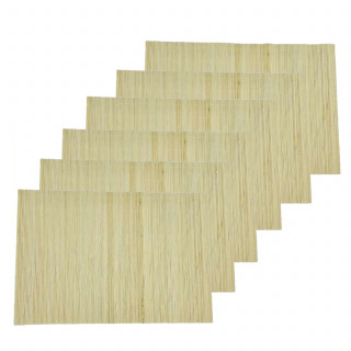Lot de 6 sets de table en bambou blanchi rectangulaire - 45 x 30 cm
