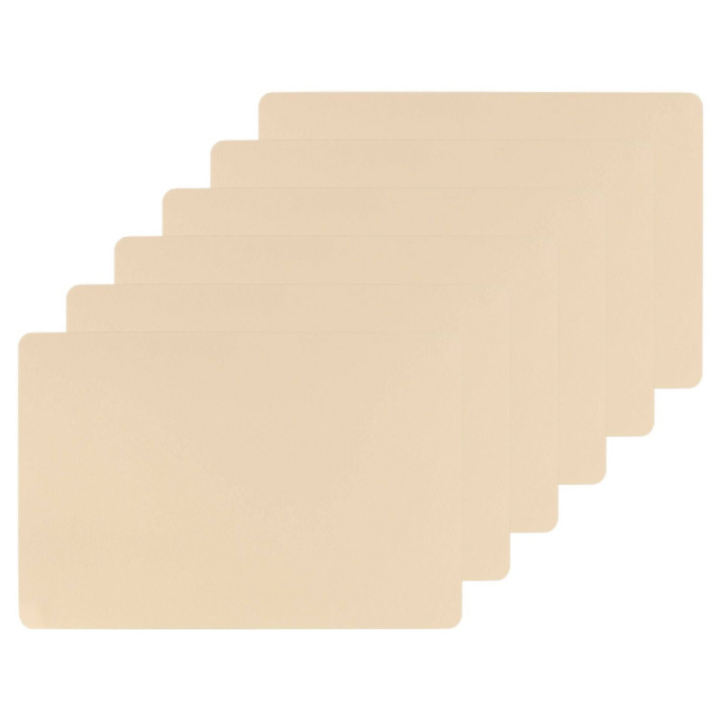 Lot de 6 Sets de table rectangulaire Tenor - 45 x 30 cm - Beige