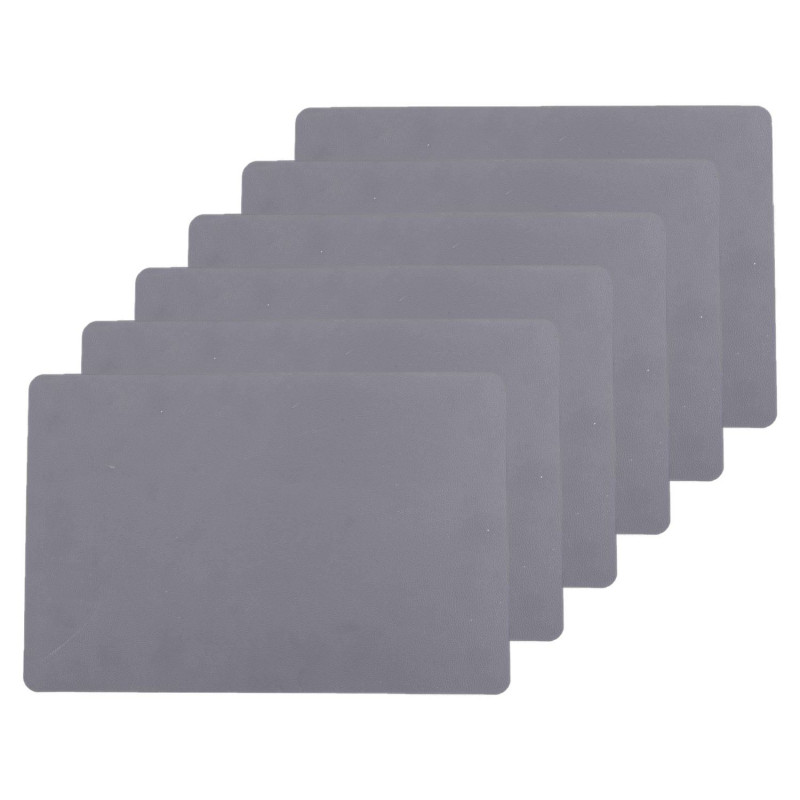 Lot de 6 Sets de table rectangulaire Tenor - 45 x 30 cm - Gris