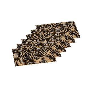 Lot de 6 sets de table rectangulaire Palmier - 45 x 30 cm - Noir et beige