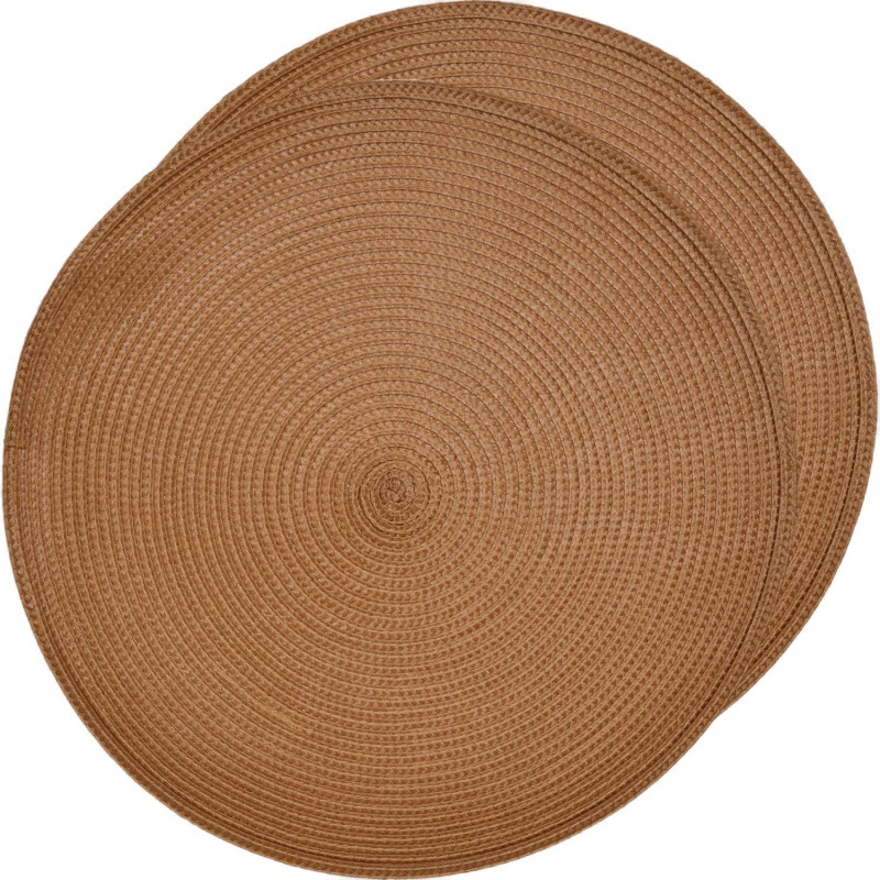 Lot de 2 sets de table tressés ronds marron - Diam. 38 cm