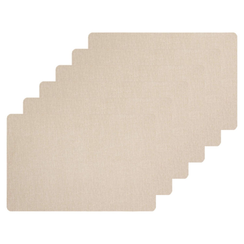 Lot de 6 sets de table rectangulaire Lake - 45 x 30 cm - Beige
