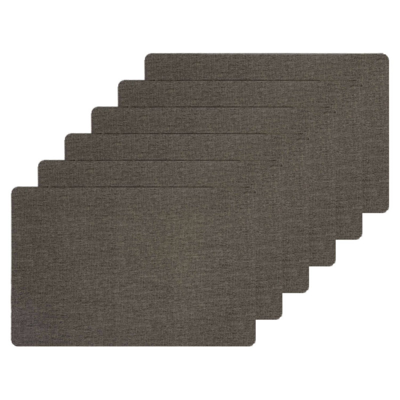 Lot de 6 sets de table rectangulaire Lake - 45 x 30 cm - Gris foncé