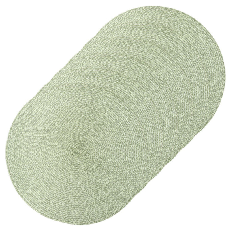 Lot 6x Set de table Tressé Rond - Diam. 38 cm - Noir