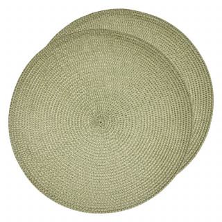 Lot de 2 sets de table tressés AFHIR - Diam. 38 cm - Vert Olive