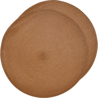 Lot de 2 sets de table tressés AFHIR - Diam. 38 cm - Terracotta
