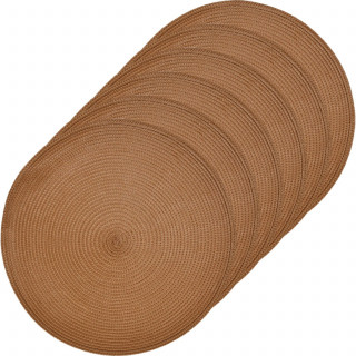 Lot de 6 sets de table tressés AFHIR - Diam. 38 cm - Terracotta