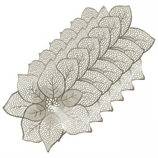 Lot de 6 sets de table motif fleur - Diam. 44 cm - Doré