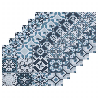 Lot de 6 sets de table mosaïque carreaux de ciment - 45 x 30 cm - Bleu