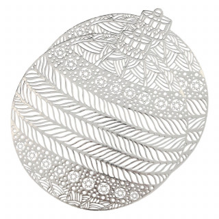 Lot de 2 sets de table boule de Noël - Diam 38 cm - Argent