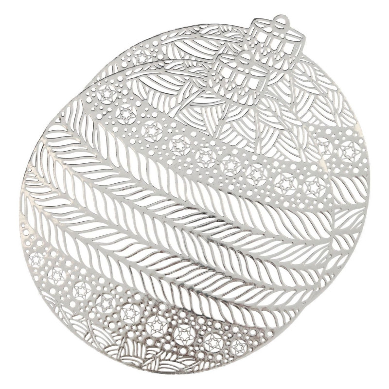Lot de 2 sets de table boule de Noël - Diam 38 cm - Argent