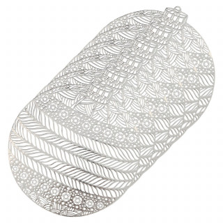 Lot de 6 sets de table boule de Noël - Diam 38 cm - Argent