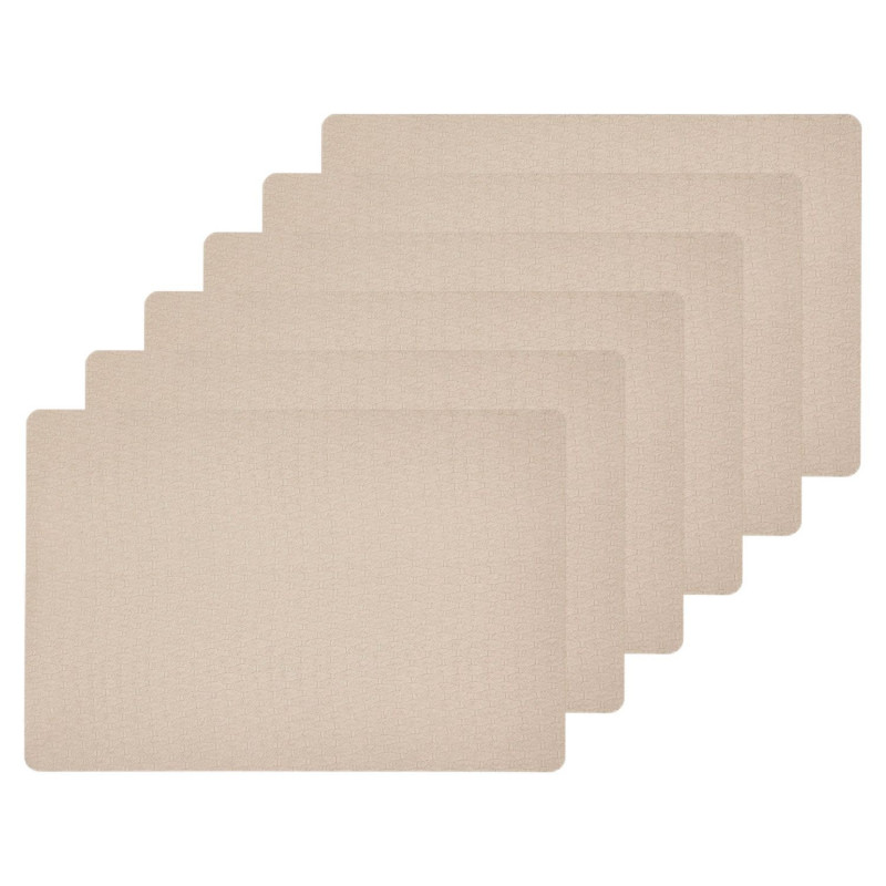 Lot de 6 sets de table effet tressé ELY - 49 x 33 cm - Beige