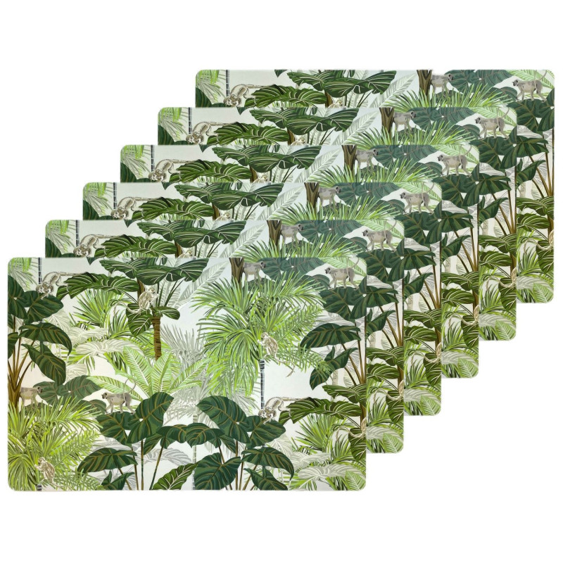 Lot de 6 sets de table Monkey - 28 x 43 cm - Vert