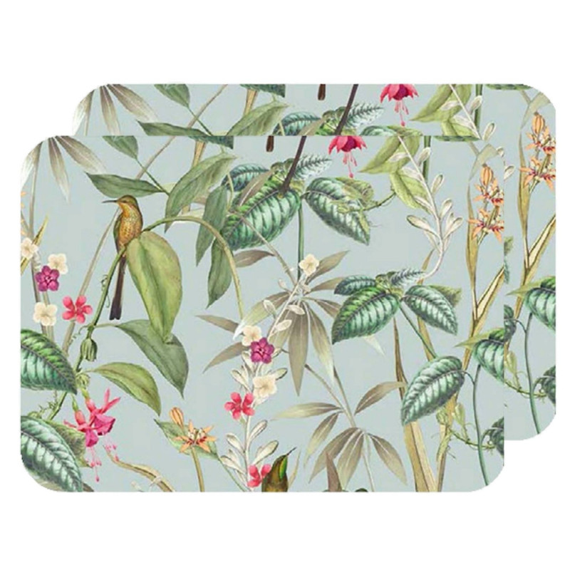 Lot de 2 sets de table motifs tropical BARBARA - 28 x 43 cm - Multicolore