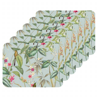 Lot de 6 sets de table motifs tropical BARBARA - 28 x 43 cm - Multicolore
