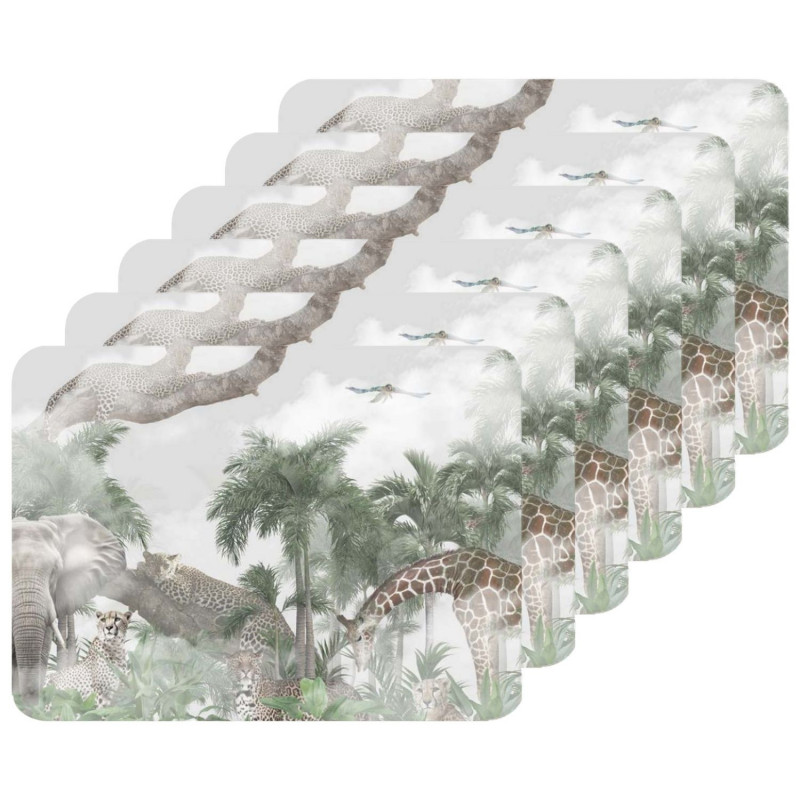 Lot de 6 sets de table motifs animaux OLWEN - 28 x 43 cm