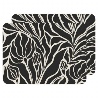 Lot de 2 sets de table LILITH - 28 x 43 cm - Noir et blanc