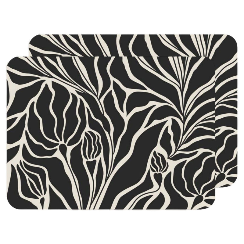 Lot de 2 sets de table LILITH - 28 x 43 cm - Noir et blanc