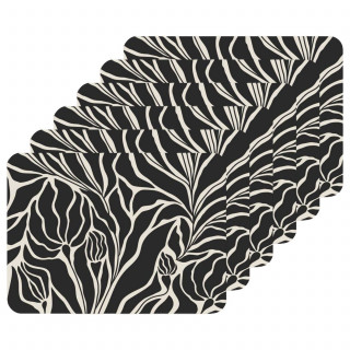 Lot de 6 sets de table LILITH - 28 x 43 cm - Noir et blanc