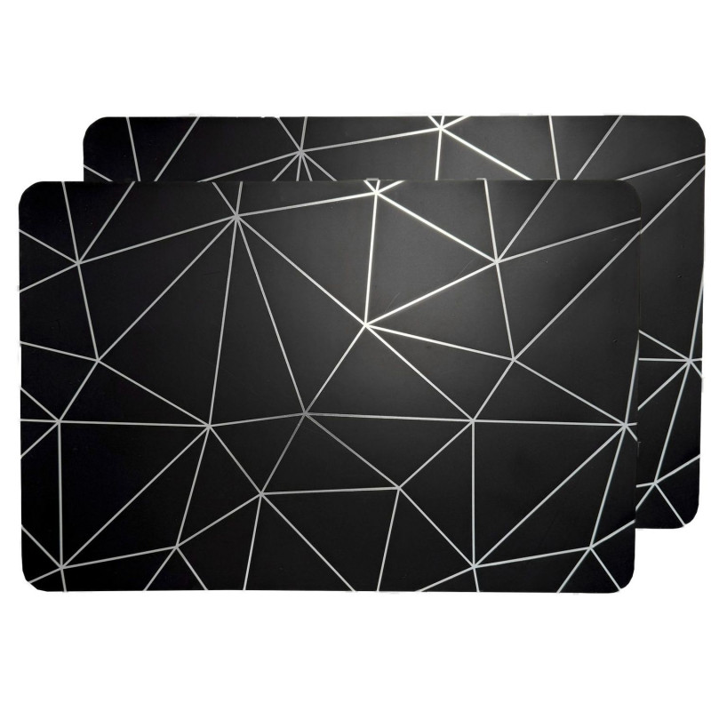 Lot de 2 sets de table avec encre métallique COPPER - 30 x 45 cm - Argent et noir