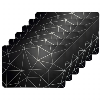 Lot de 6 sets de table avec encre métallique COPPER - 30 x 45 cm - Argent et noir
