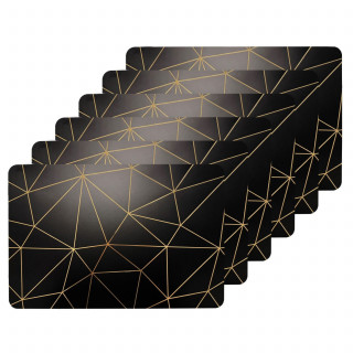 Lot de 6 sets de table avec encre métallique COPPER - 30 x 45 cm - Or et noir