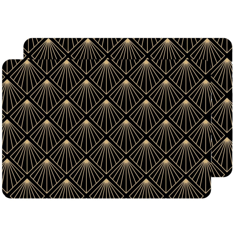 Lot de 2 sets de table avec encre métallique ELIOR - 30 x 45 cm - Or et noir