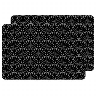 Lot de 2 sets de table avec encre métallique ROYA - 30 x 45 cm - Argent et noir