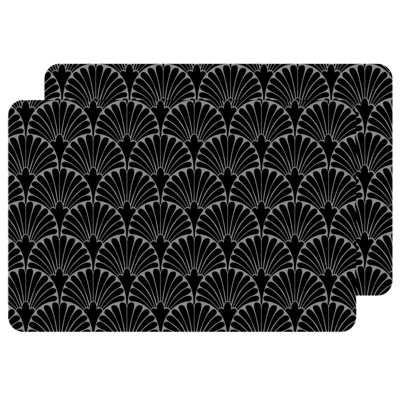 Lot de 2 sets de table avec encre métallique ROYA - 30 x 45 cm - Argent et noir
